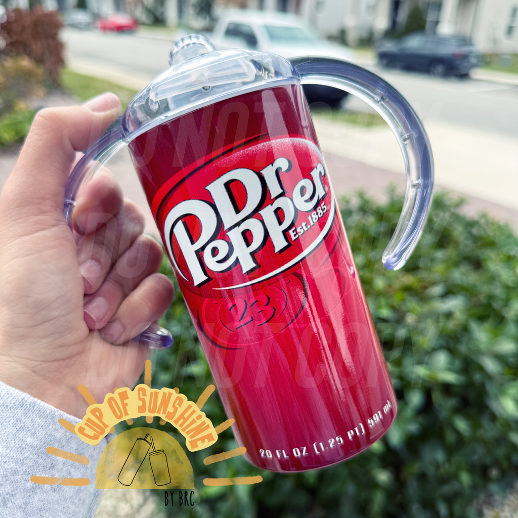 Dr Pepper Inspired Toddler Sippy Cup – Dual Lids
